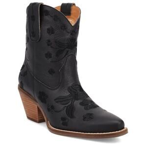 Dingo Sweetheart Leather Western Boots 11 Black NWOT Floral Embroidered Ankle